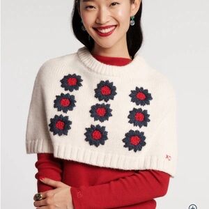 Frances Valentine Floral Embroidered Shrug Sweater NWT